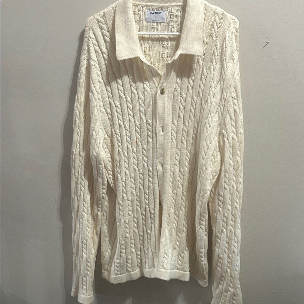 Old Navy Ivory Textured button down lightweight Cardigan